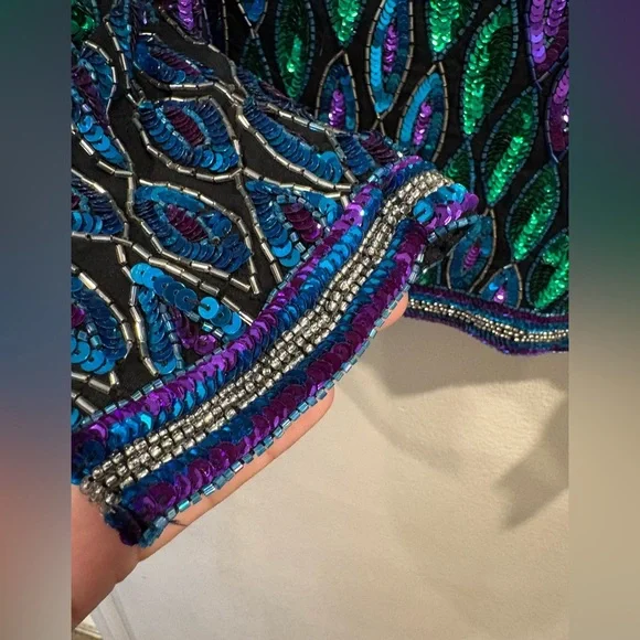 Vintage Laurence Kazar 100% silk beaded & sequined jacket size petite small New - Picture 11 of 16